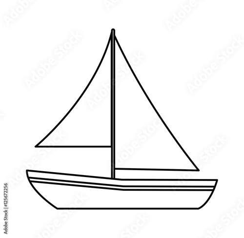 Sailboat icon. Ship nautical marine and summer theme. Isolated design. Vector illustration