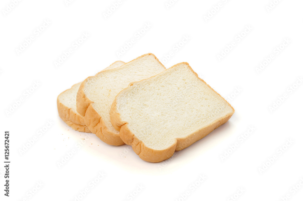 slice of bread on white background