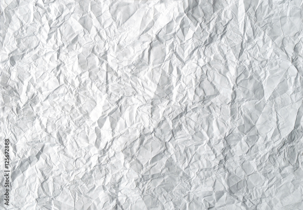 crumpled, wrinkled, rumpled white paper background.
