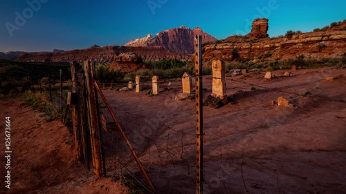 Time Lapse of an old  desert cemetery 