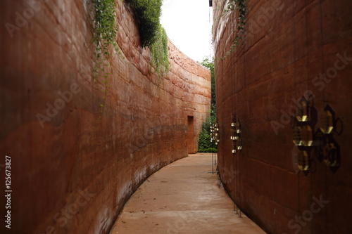 Orange wall and corridor