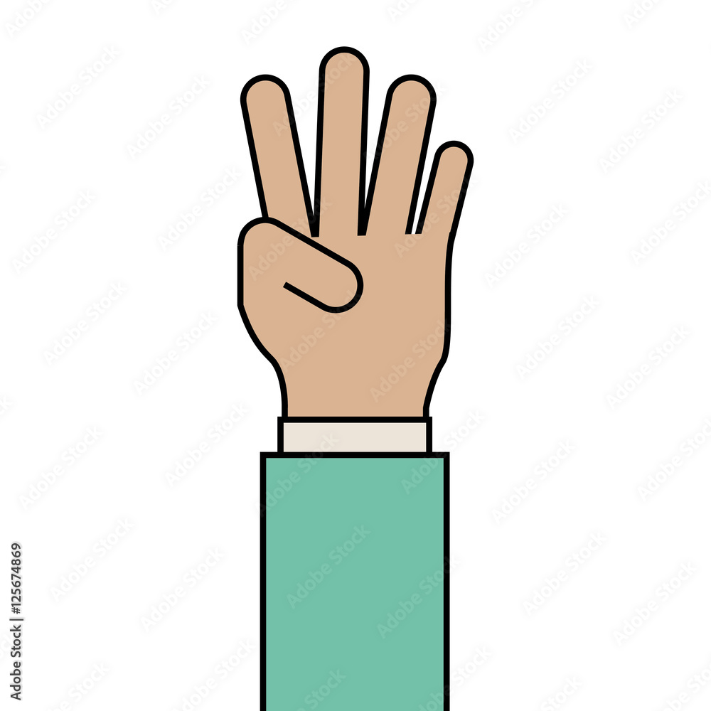 human arm and hand making a number expression over white background. vector illustration human arm and hand making a number expression over white background. vector illustration