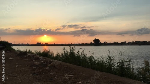 Sunset over river side.