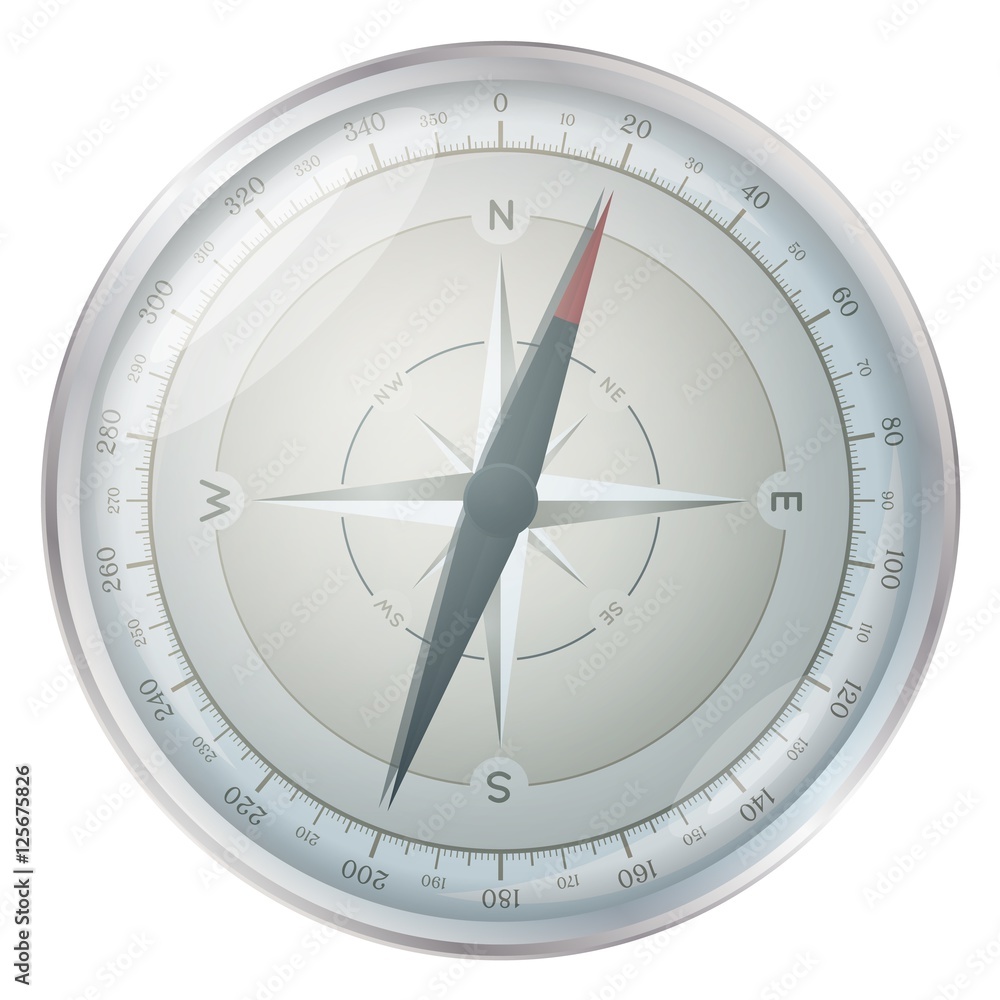glossy silver compass illustration