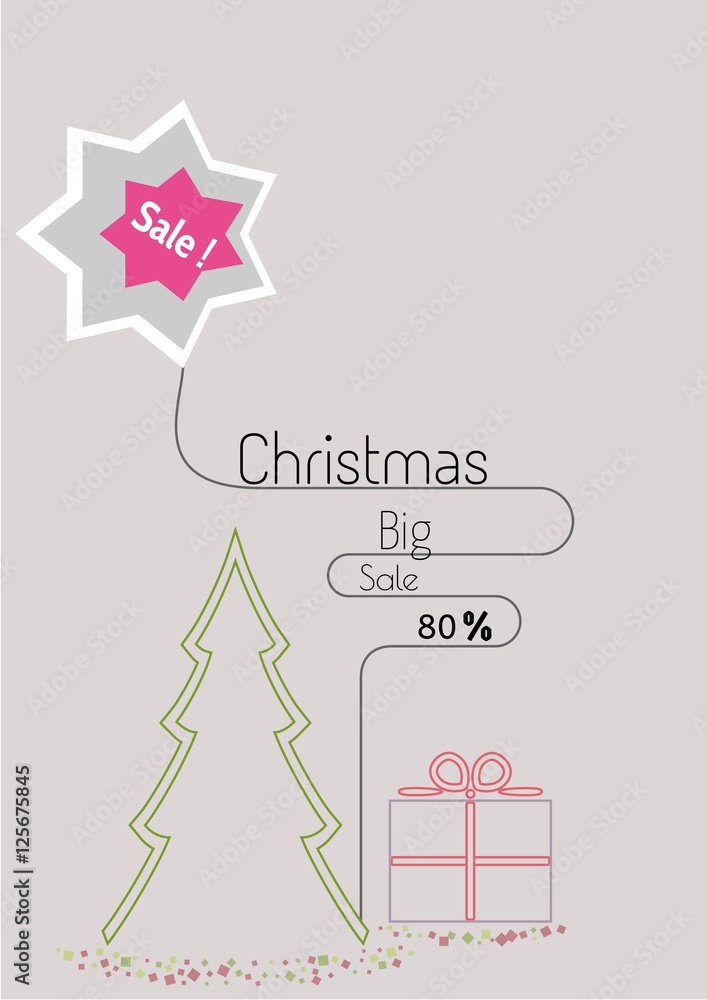 christmas special offer sale poster in flat style