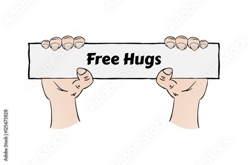 free hugs sign holding in hands ready for free hug
