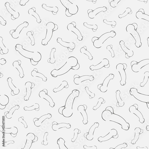 Fotobehang human penis illustration, seamless pattern