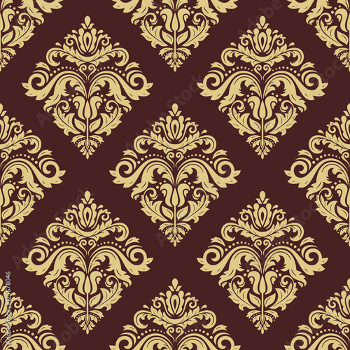 Oriental classic pattern. Seamless abstract background with repeating elements. Brown and golden pattern