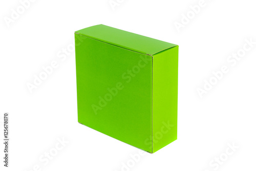 Green Box or green paper package box isolated on White backgroun © pookpiik