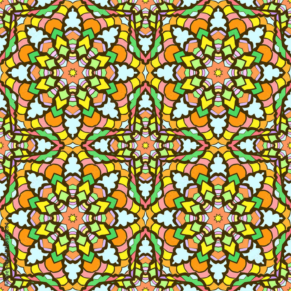 Seamless pattern from abstract elements in ethnic style