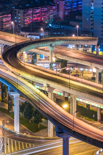 Wallpaper Mural Aerial View of Chengdu overpass at Night. Torontodigital.ca