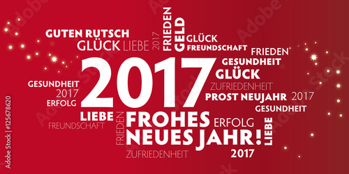2017 Neujahrsgruss rot - Wünsche auf deutsch