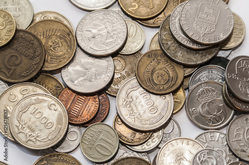 Collection of old coins from all over the world