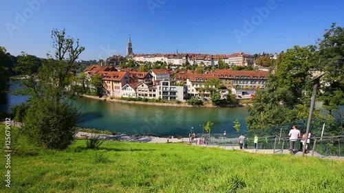 Funicular on the bank of Aare river in the Bern city center. Bern is capital of Switzerland and fourth most populous city in Switzerland. photo