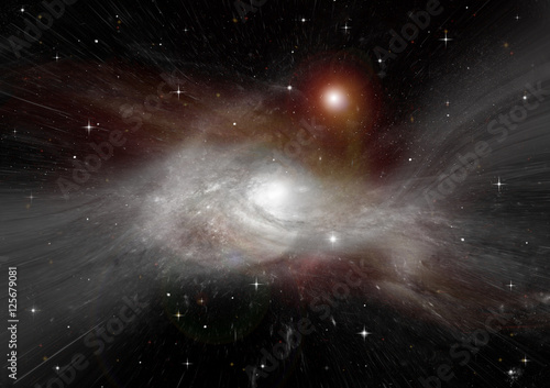 Stars, dust and gas nebula in a far galaxy
