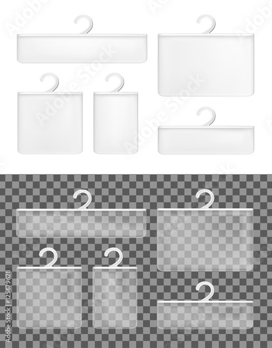 Realistic transparent paper packaging box with hanger
