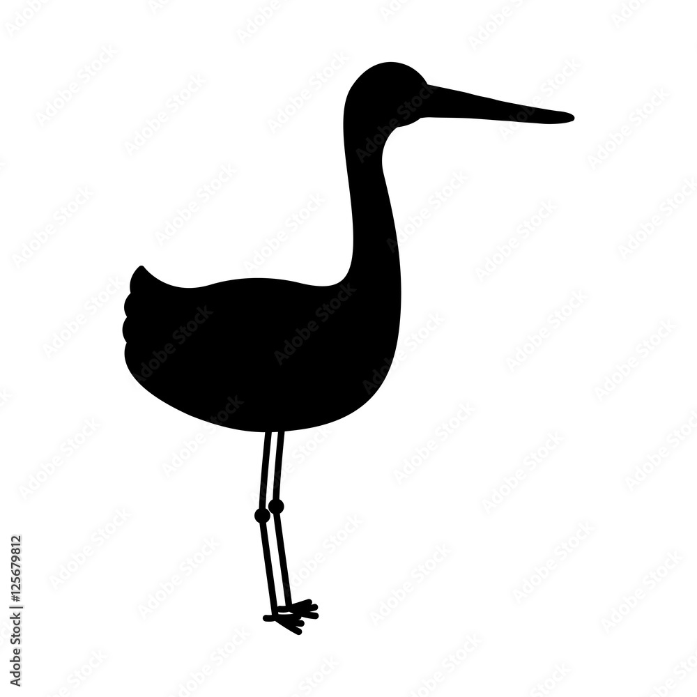 silhouette of stork bird icon over white background. vector illustration