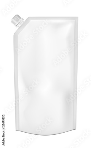 White blank foil food pouch bag with cap
