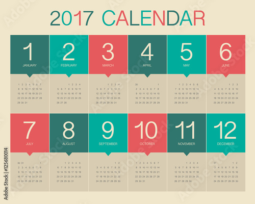 Year 2017 Calendar vector design template
