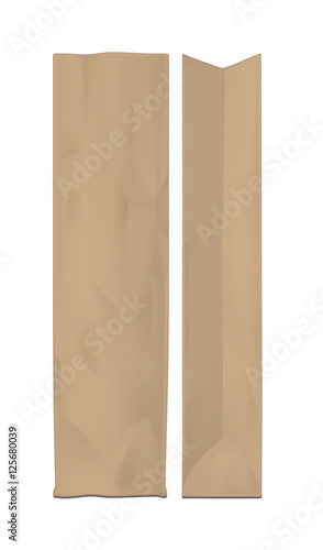 Brown shopping paper bag. Packaging for bottle and other product