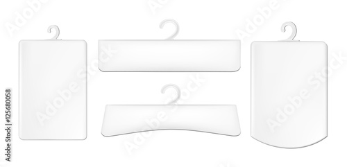 Realistic white paper packaging box with hanger