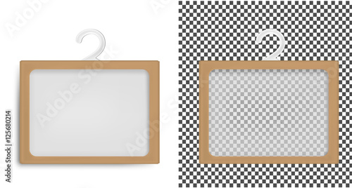 Realistic transparent paper packaging box with hanger