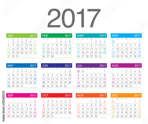 Year 2017 Calendar vector design template