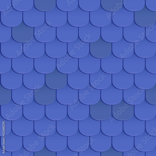 Shingles roof seamless pattern. Blue color. Classic style. Vector illustration