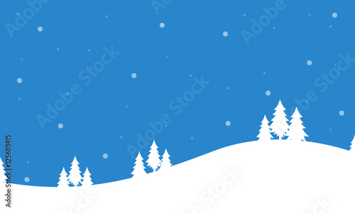 Merry christmas landscape of silhouettes