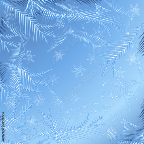 winter frozen picture on the glass