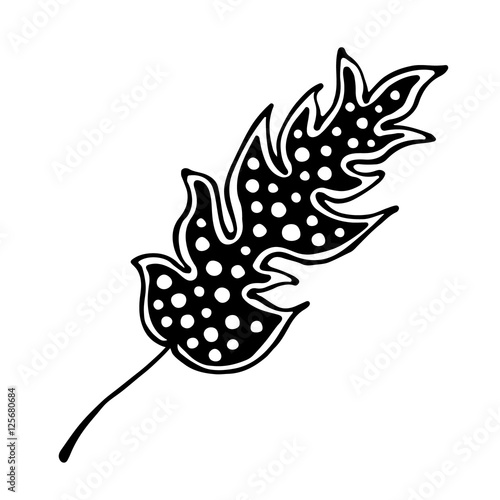 Vector hand drawn illustration, decorative ornamental stylized feather. Black and white graphic illustration isolated on the white background. Inc drawing silhouette.