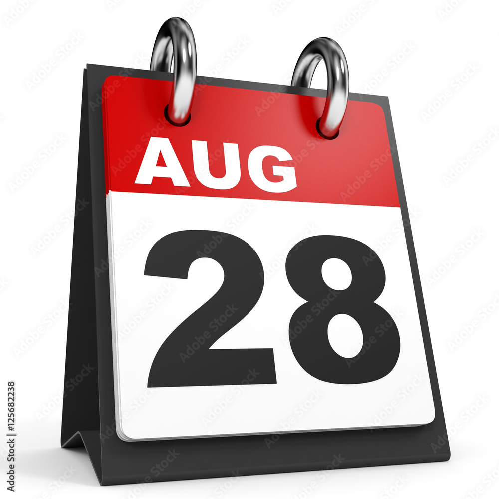 August 28. Calendar on white background. August 28. Calendar on white background.