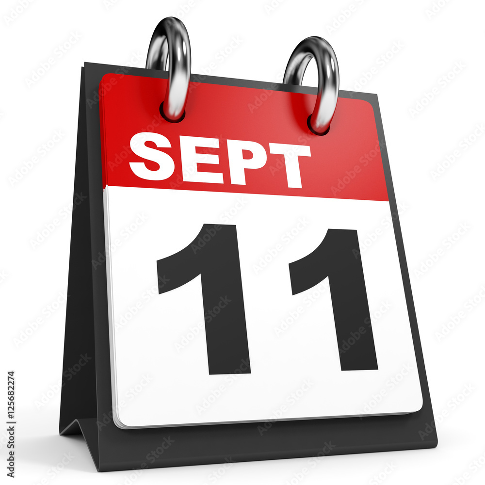 Fototapeta premium September 11. Calendar on white background.