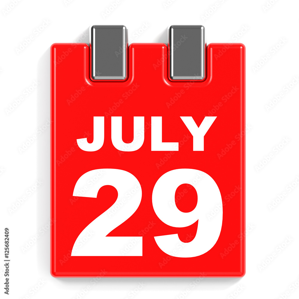Fototapeta premium July 29. Calendar on white background.