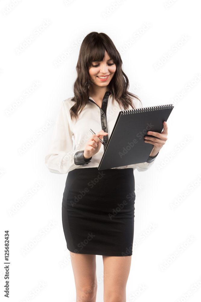 bellissima ragazza manager business su fondale bianco bellissima ragazza manager business su fondale bianco