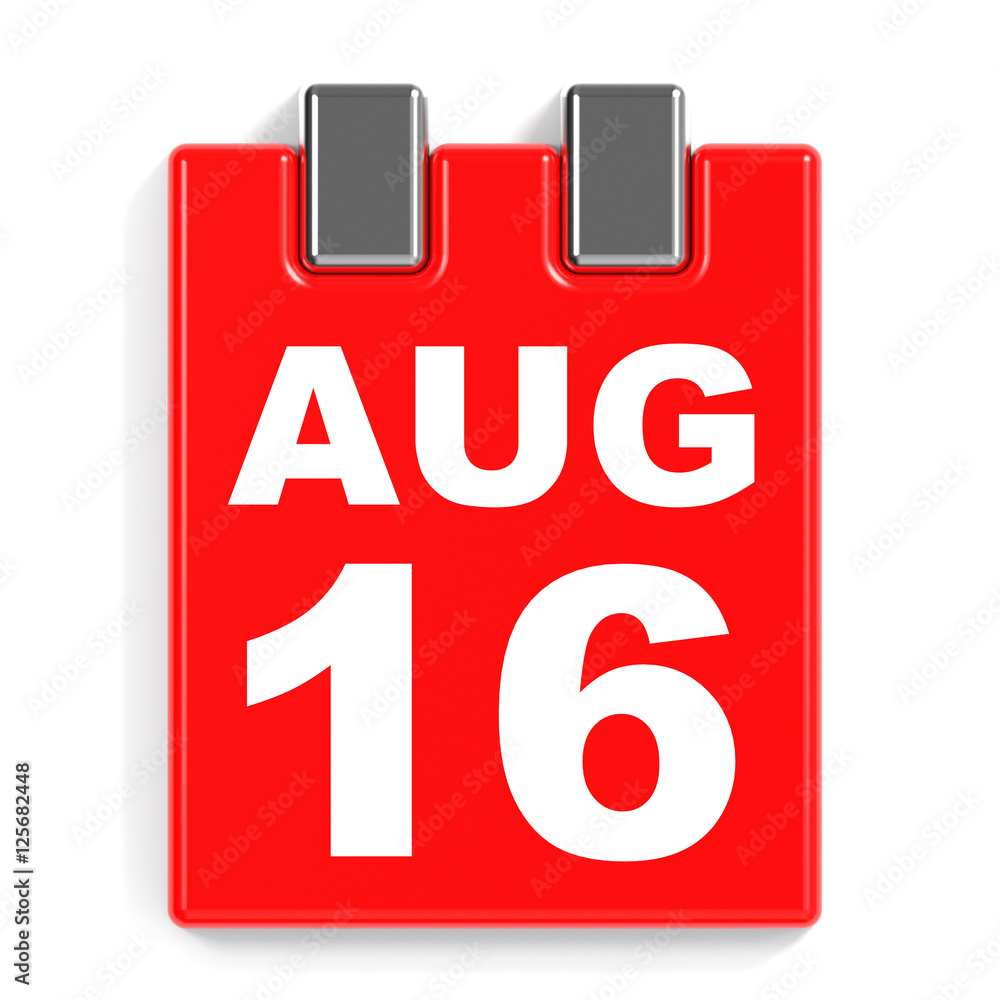 August 16. Calendar on white background. August 16. Calendar on white background.