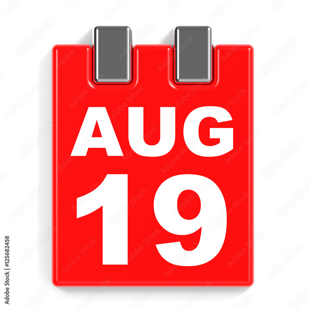 August 19. Calendar on white background. August 19. Calendar on white background.