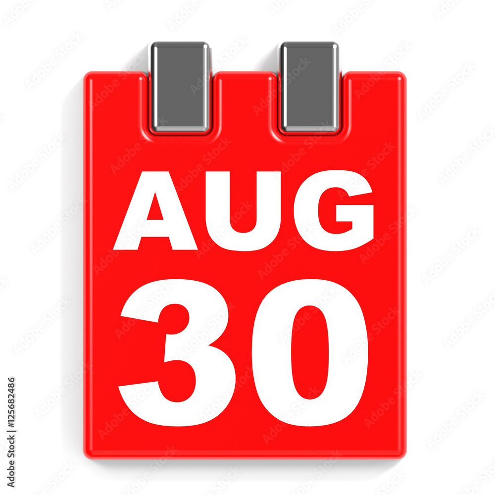 August 30. Calendar on white background. August 30. Calendar on white background.