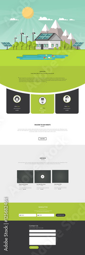 Modern Eco website template with flat eco landscape illustration