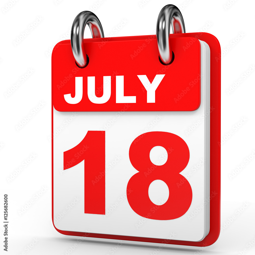 July 18. Calendar on white background. July 18. Calendar on white background.