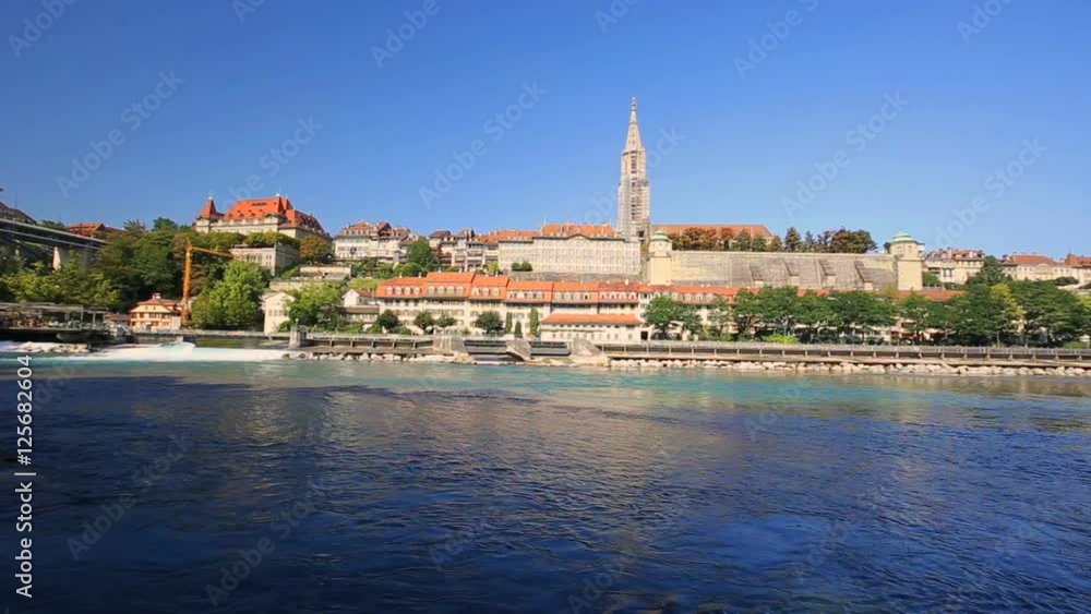 View of Bern old city center with river Aare. Bern is capital of Switzerland and fourth most populous city in Switzerland.
View of Bern old city center with river Aare. Bern is capital of Switzerland and fourth most populous city in Switzerland.