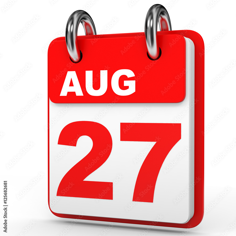 August 27. Calendar on white background. August 27. Calendar on white background.