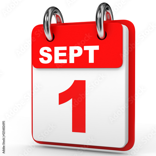 September 1. Calendar on white background.