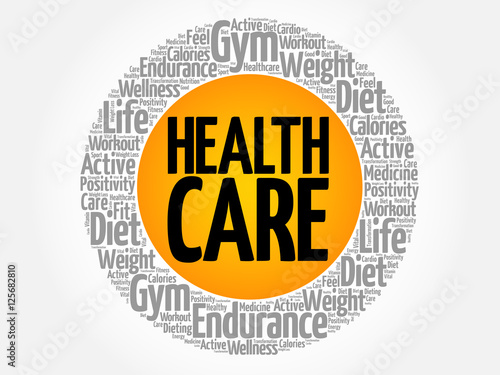 Health care word cloud collage, health concept background