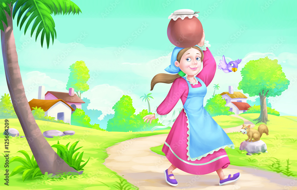 The dreamy milk maid story (6+7) Stock Illustration