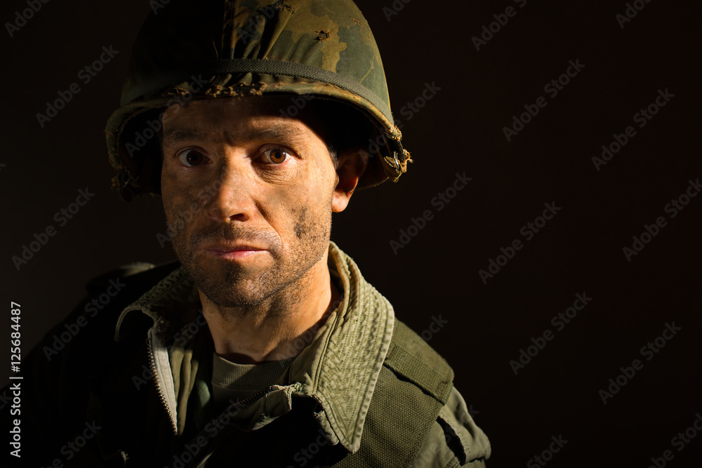 American Soldier (Vietnam War) Suffering With Shell Shock / PTSD Stock  Photo