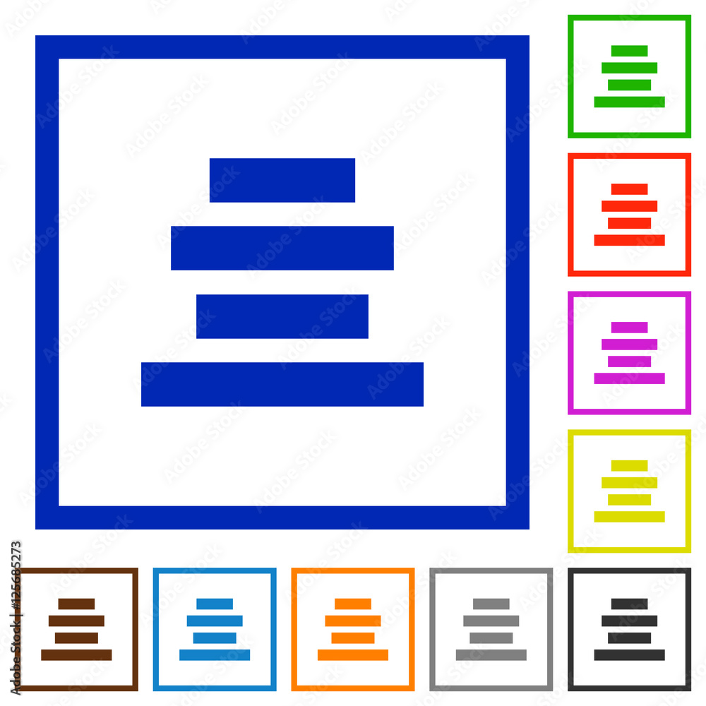 Text align center flat framed icons Text align center flat framed icons