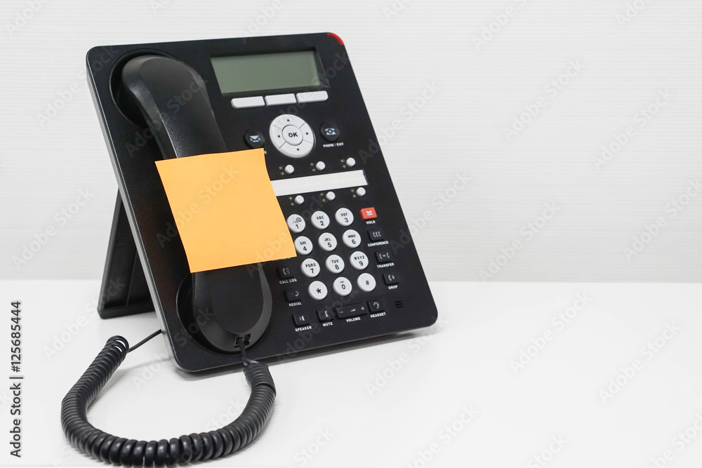 isolated mock up sticky note on IP phone isolated mock up sticky note on IP phone