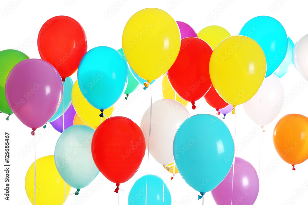 Colorful birthday balloons, closeup Colorful birthday balloons, closeup