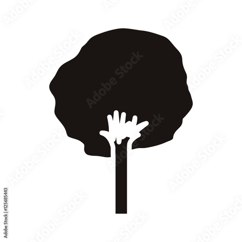 silhouette of tree tall plant icon over white background. vector illustration